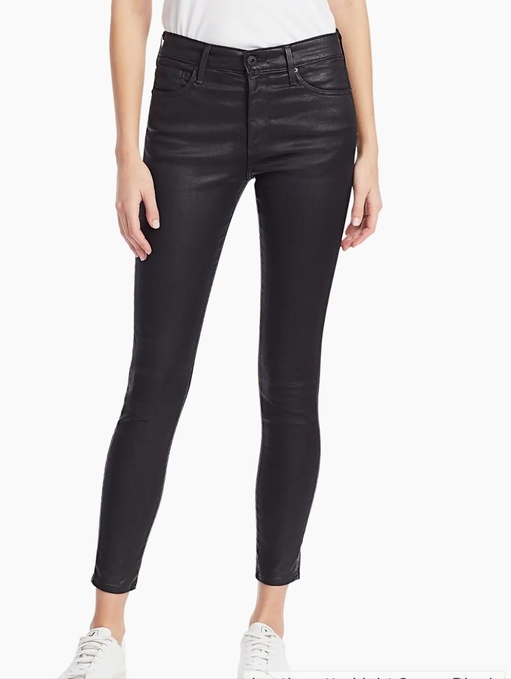 AG Farrah Ankle High Rise Skinny Pants Leatherette Black Size 27